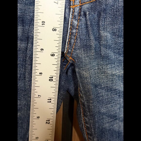 Nudie Jeans 33 x 32 Mens Blue Grim Tim Button Fly Crushed Denim 5 Pocket - Picture 4 of 11